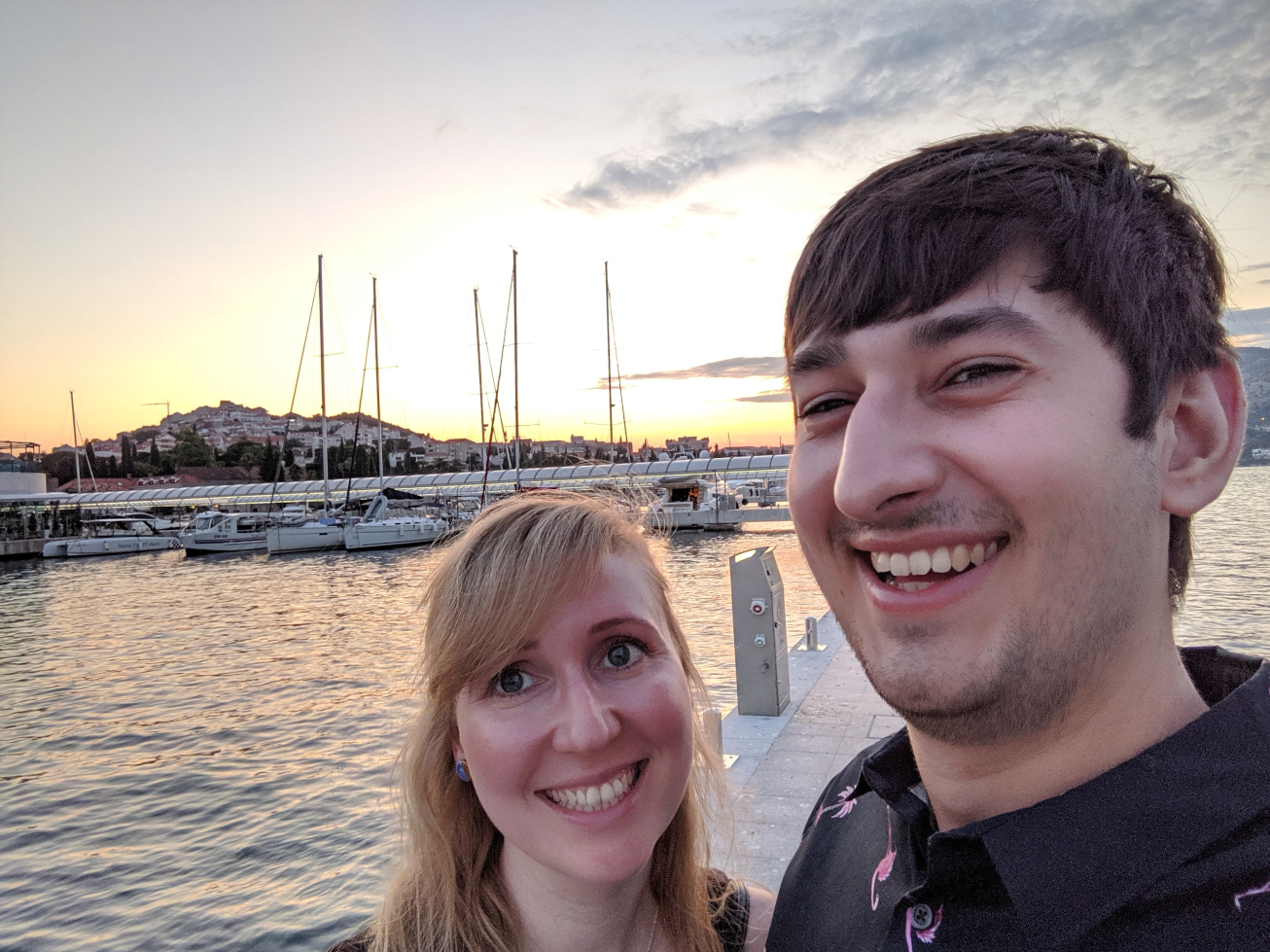 Anna and I on a pier in Dubrovnik, near sunset